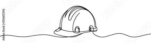 Safety helmets continuous one line drawing. construction concept. Vector illustration minimalist background.