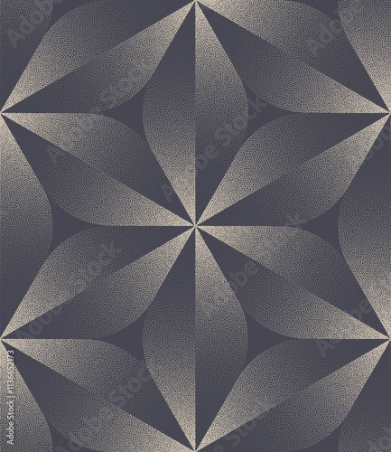 Festive Geometric Seamless Pattern Trend Dot Work Abstract Vector Background. Halftone Christmas Motif Art Illustration for Textile Print or Wrapping Paper. Endless luxurious Abstraction for Wallpaper