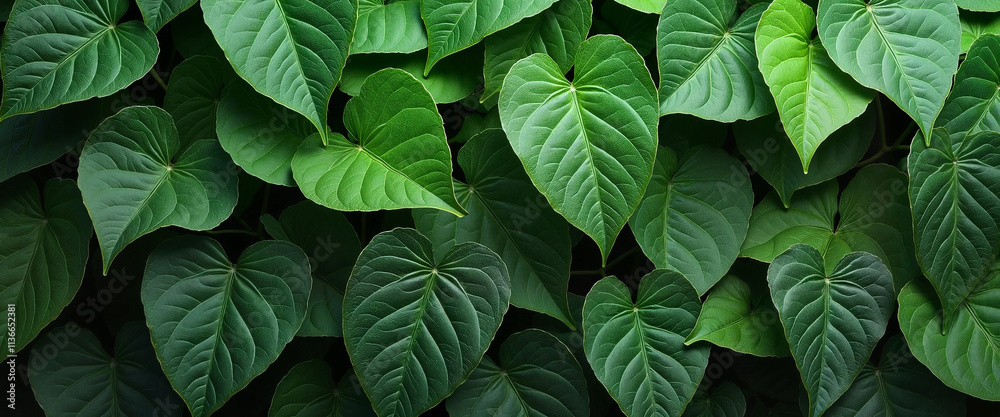 custom made wallpaper toronto digitalThick green leaves background, lush foliage texture, rich natural scenery, copy space