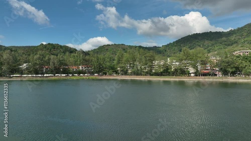 Wallpaper Mural sunny day phuket island karon beach town bay resort lake aerial panorama 4k thailand Torontodigital.ca
