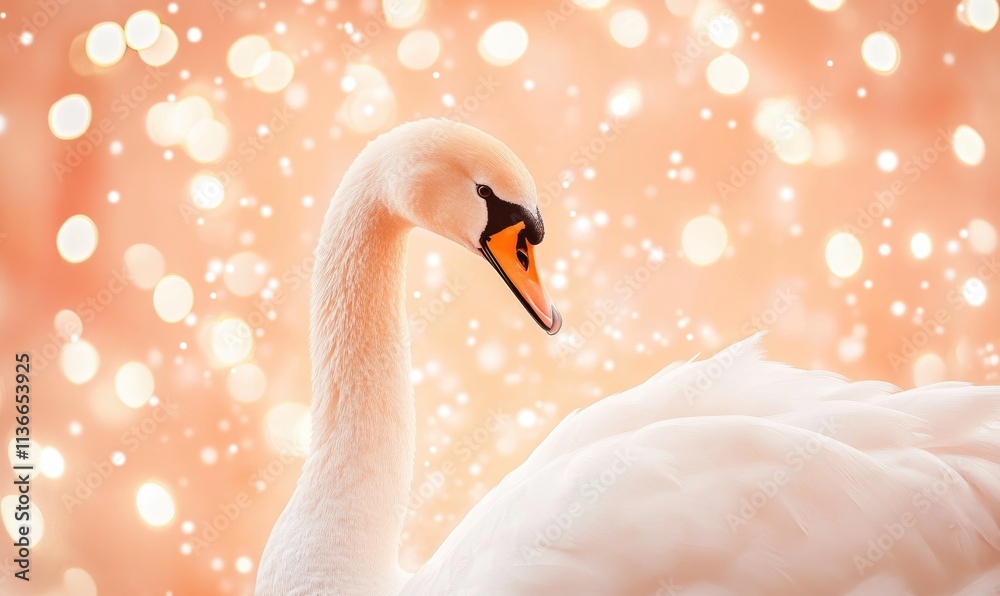 Fototapeta premium A swan is laying on the ground