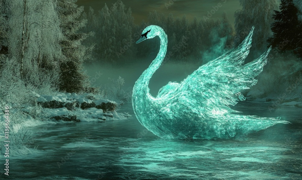 A swan is swimming in a lake A swan is swimming in a lake