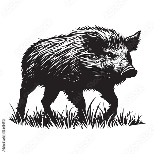 Line art of wild boar vector silhouette