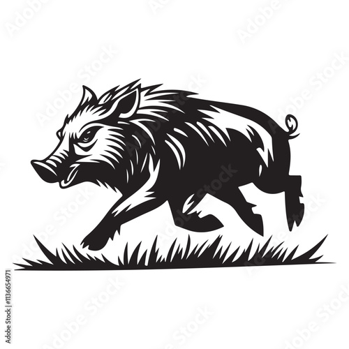 Line art of wild boar vector silhouette