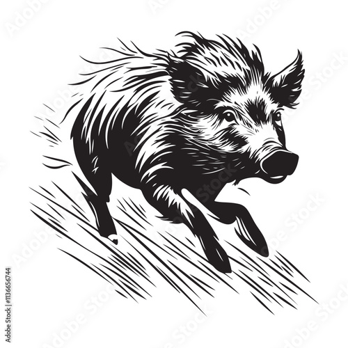 Line art of wild boar vector silhouette