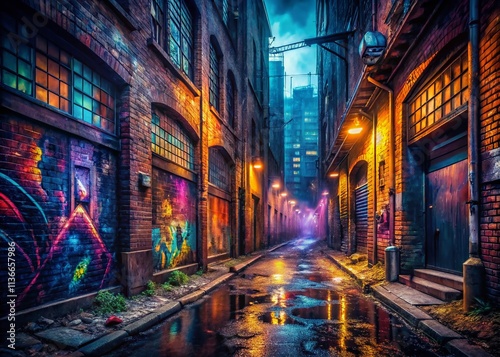 Urban Exploration Wallpaper: Dark Alleyway, Graffiti Art, Abandoned Building, City Exploration, Industrial Photography