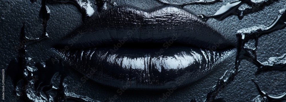 Obraz premium Black lips trand make up composition background