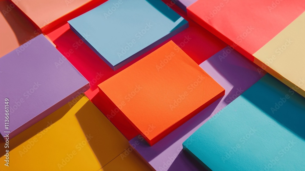 Fototapeta premium Colorful Sticky Notes arranged in Creative Layout on Bright Surface