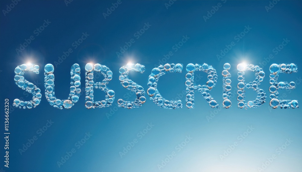 Subscribe word made of bubbles on a blue background Subscribe word made of bubbles on a blue background