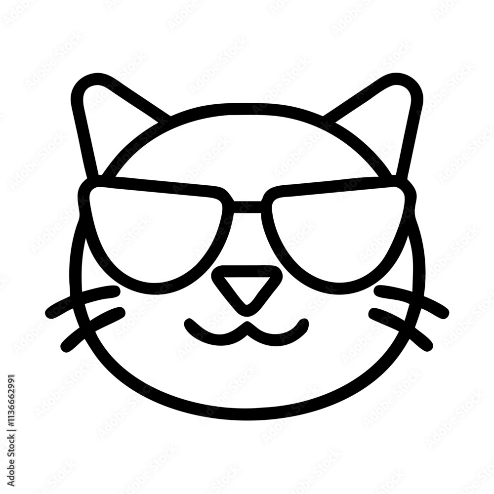 cat in sunglasses icon, cat day line art, cat day icon - simple black line art icon of cat in sunglasses, symbolizing cat day celebrations. cat day vector art. cat in sunglasses icon, cat day line art, cat day icon - simple black line art icon of cat in sunglasses, symbolizing cat day celebrations. cat day vector art.