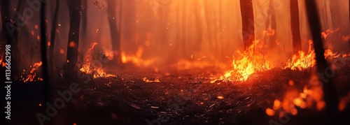 Burning forest composition background