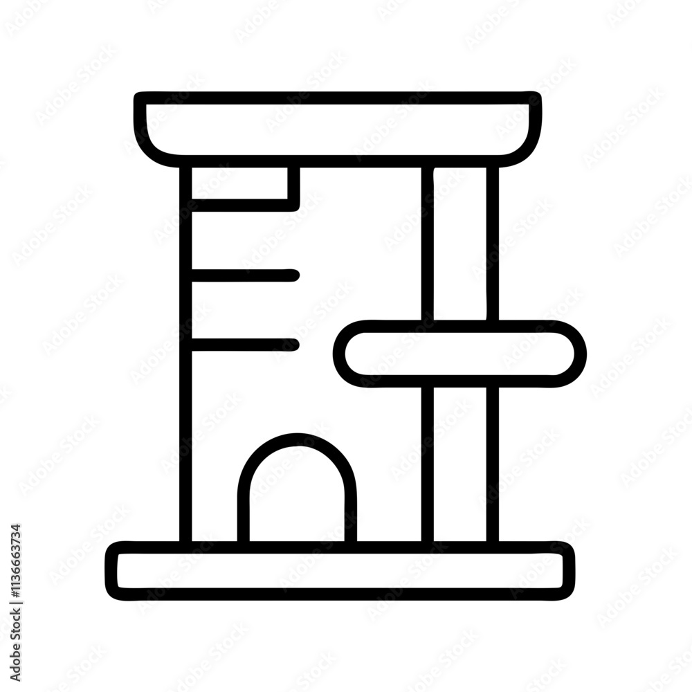 cat tower icon, cat day line art, cat day icon - simple black line art icon of cat tower, symbolizing cat day celebrations. cat day vector art. cat tower icon, cat day line art, cat day icon - simple black line art icon of cat tower, symbolizing cat day celebrations. cat day vector art.