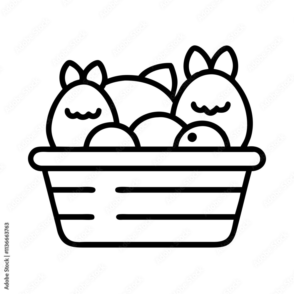 cat toys basket icon, cat day line art, cat day icon - simple black line art icon of cat toys basket, symbolizing cat day celebrations. cat day vector art. cat toys basket icon, cat day line art, cat day icon - simple black line art icon of cat toys basket, symbolizing cat day celebrations. cat day vector art.