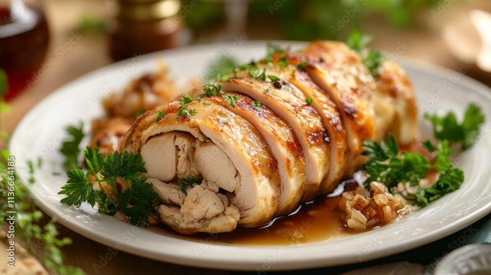 Delicious sliced chicken roll soaked in Chinese wine for lunar new year's dishes. Delicious sliced chicken roll soaked in Chinese wine for lunar new year's dishes.