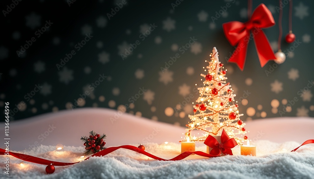 Obraz premium Classic Christmas Background with Ornaments, Lights, and Holiday Magic. 