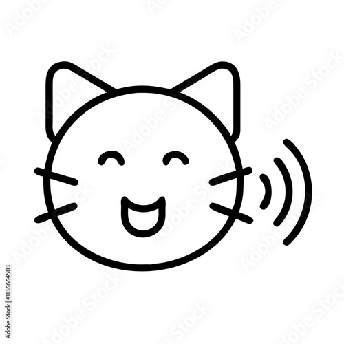 purring kitty sound icon icon, cat day line art, cat day icon - simple black line art icon of purring kitty sound icon, symbolizing cat day celebrations. cat day vector art.
