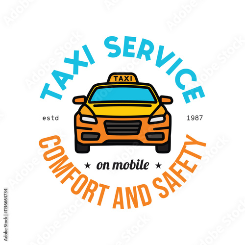Taxi service emblem. Original vector illustration in vintage style. T-shirt design.