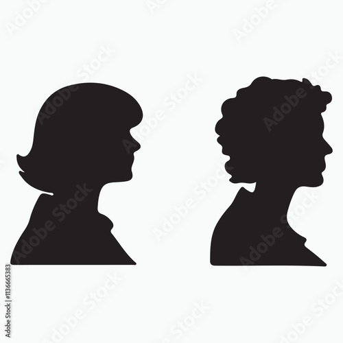 silhouette male and female profile