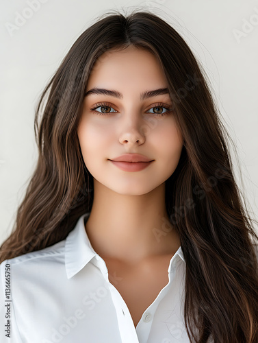 Wallpaper Mural Female portrait ID card photo on white background Torontodigital.ca