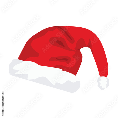  red Christmas Santa Claus hats isolated on white background. Hand drawn simple Santa hats photo