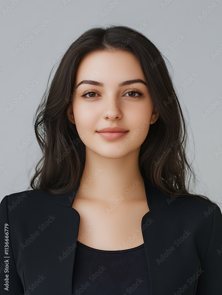 custom made wallpaper toronto digitalFemale portrait ID card photo on gray background