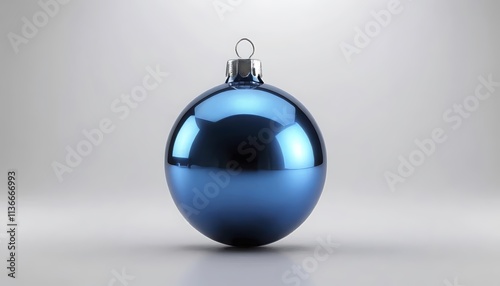 Sparkling Holiday Decoration, Metallic Blue Ornament, Reflective Christmas Bauble, Silver-Capped Ornament