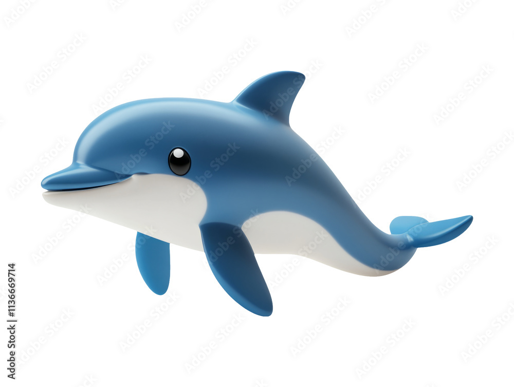 Cartoon Dolphin Character with Smiling Face and Playful Pose Cartoon Dolphin Character with Smiling Face and Playful Pose