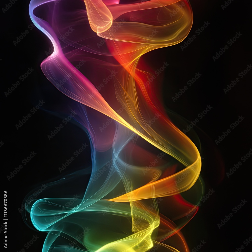 Abstract rainbow swirl of smoke on black background. Abstract rainbow swirl of smoke on black background.