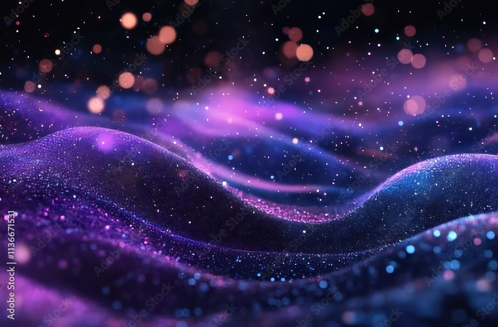 Abstract purple and blue glowing particle waves. Abstract purple and blue glowing particle waves.