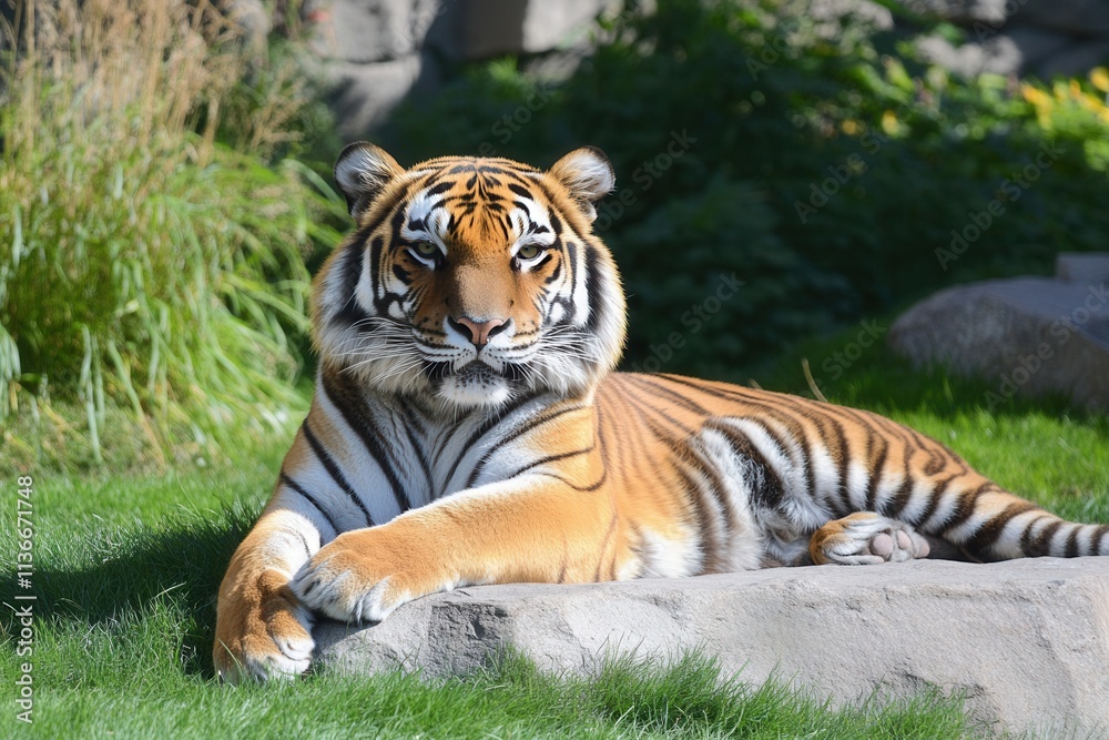 Fototapeta premium The Sumatran tiger (Panthera tigris sumatrae), a magnificent creature, and its portrait