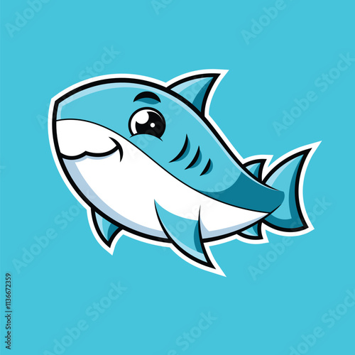 Cute Shark Cartoon Mascot Illustration Design