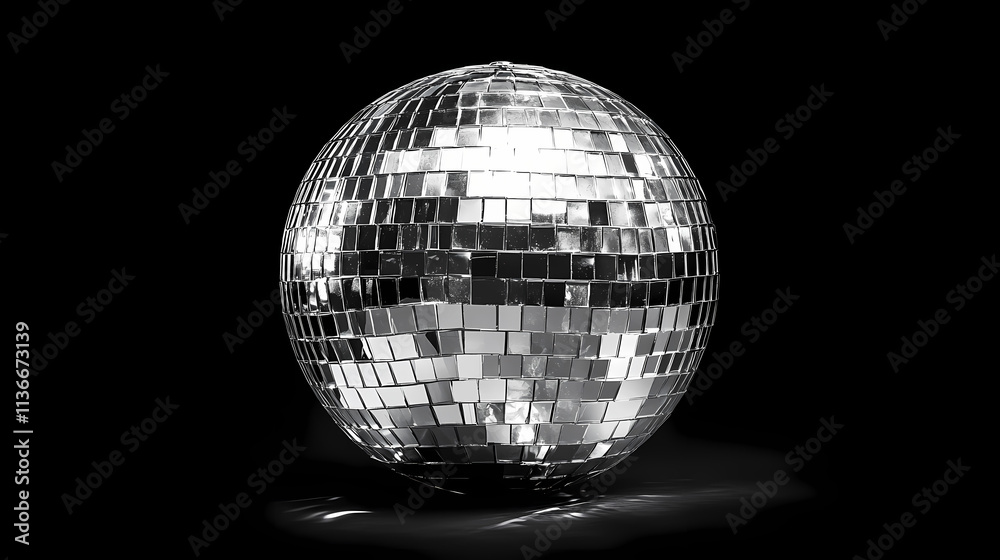 Obraz premium Shiny disco ball mirrored sphere party decoration nightclub celebration festive entertainment. Mirrored. Illustration