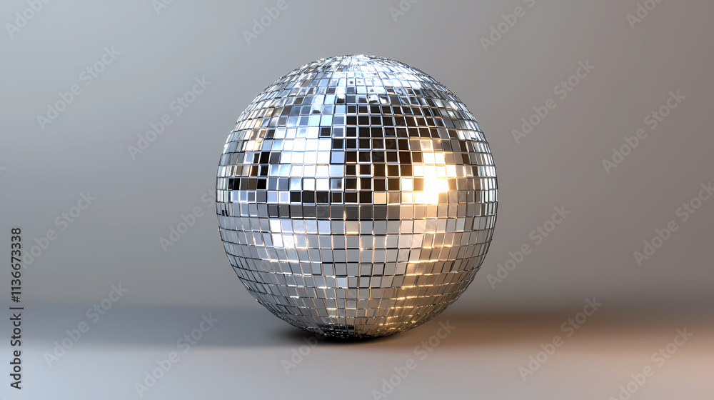 Silver disco ball with mirrored tiles reflecting light, isolated on a transparent background. Mirrored. Illustration Silver disco ball with mirrored tiles reflecting light, isolated on a transparent background. Mirrored. Illustration