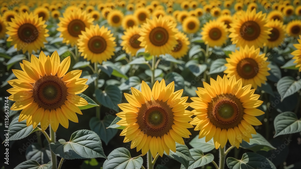 Vibrant Sunflowers in Full Bloom, Abundance of Nature Vibrant Sunflowers in Full Bloom, Abundance of Nature