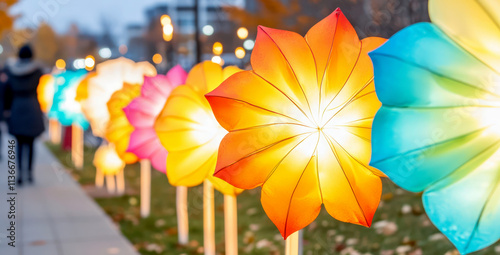 Celebrating the Festival of Lights With Vibrant Lanterns in a Beautiful Urban Setting photo