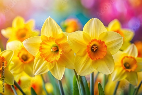 Vibrant Spring Daffodils: A Macro Photography Journey Through Fresh Narcissus Flowers Creating a Beautiful Floral Background for Nature Lovers and Garden Enthusiasts