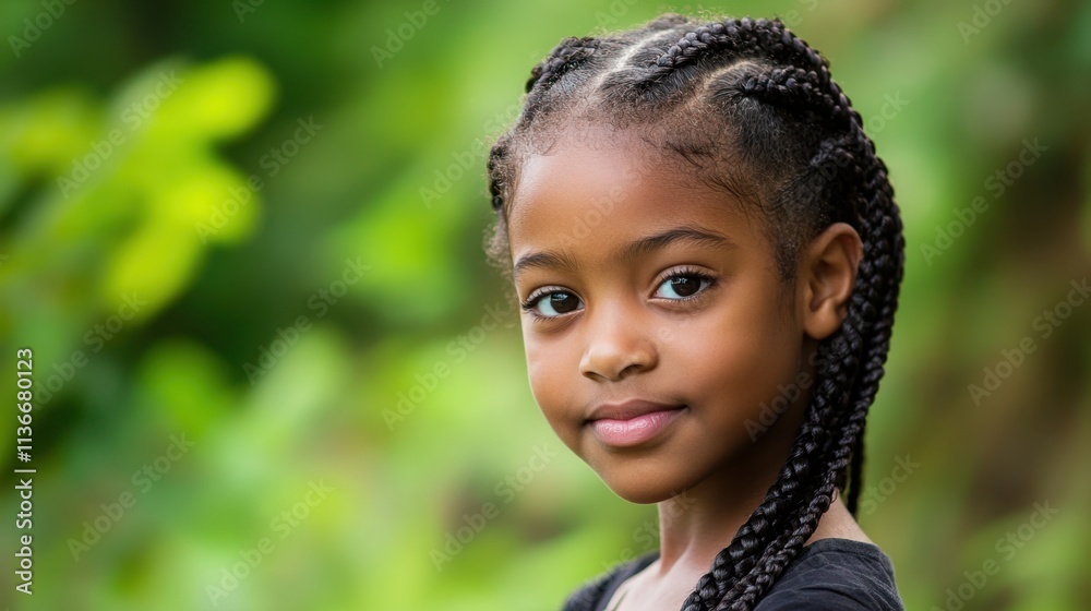 Serene Young Girl with Braided Hair Outdoor Portrait Serene Young Girl with Braided Hair Outdoor Portrait