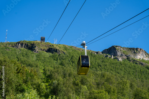 Tromso, Norway - 07.04.2024: Fjellheisen cable car in Tromso, Norway