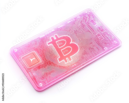 A pink Bitcoin token representing modern digital currency innovations. photo