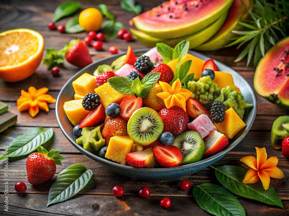 Vibrant Tropical Fruit Salad: Exotic Fruits, Colorful & Fresh Recipe