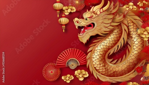 Generated image Happy Chinese new year gradient template cards background, dragon