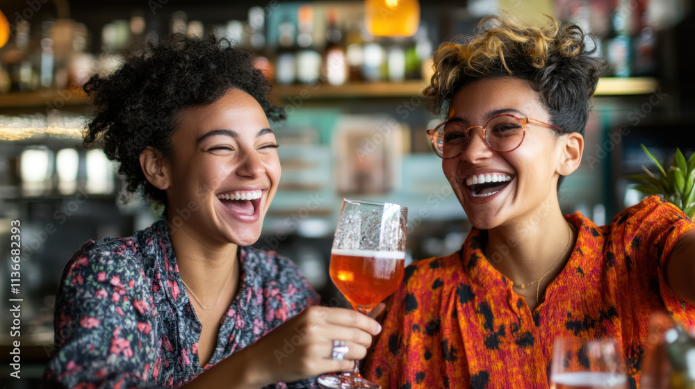 Joyful Friends Toasting Drinks at Trendy Bar Joyful Friends Toasting Drinks at Trendy Bar