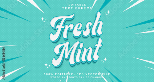 Editable text style effect - Fresh Mint text style theme.
