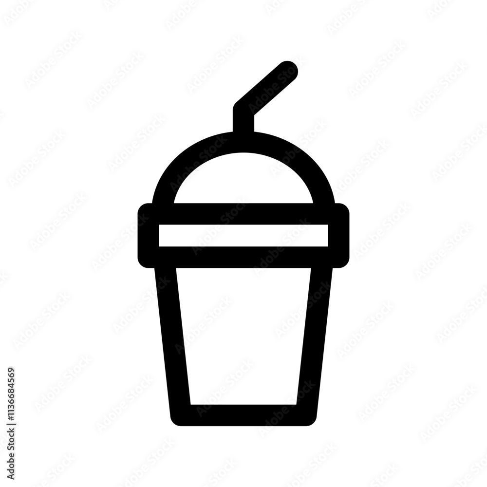 A plastic cup of soft drink with a straw icon, take away A plastic cup of soft drink with a straw icon, take away