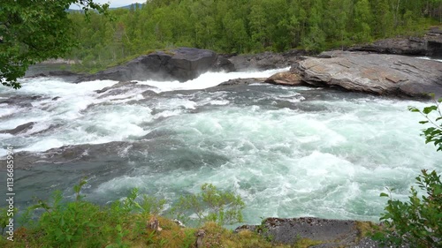 Malselvfossen waterfall in Norway in summer