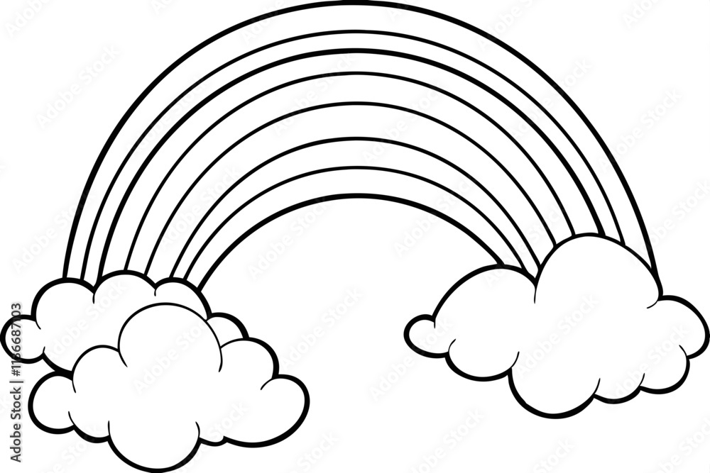 Black and White Rainbow Coloring Page Cloud Design Illustration Black and White Rainbow Coloring Page Cloud Design Illustration