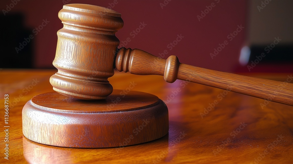 A wooden gavel positioned prominently on a polished table, capturing the intricate details of its craftsmanship in soft natural light, evoking a sense of fairness and order. A wooden gavel positioned prominently on a polished table, capturing the intricate details of its craftsmanship in soft natural light, evoking a sense of fairness and order.