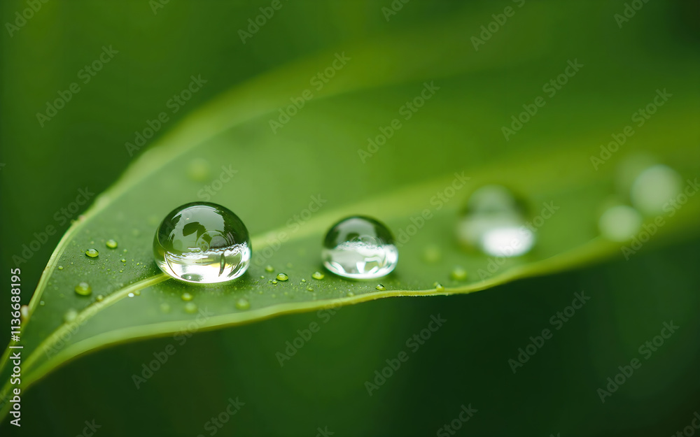 Macro Shot of Raindrops on a Leaf Macro Shot of Raindrops on a Leaf