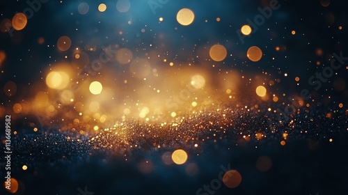 Golden lights and sparkles create a dazzling atmosphere for an event or celebration