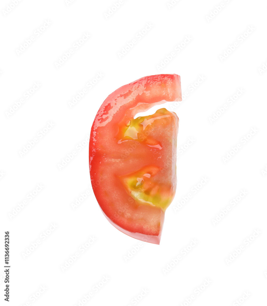 Slice of ripe tomato isolated on white Slice of ripe tomato isolated on white